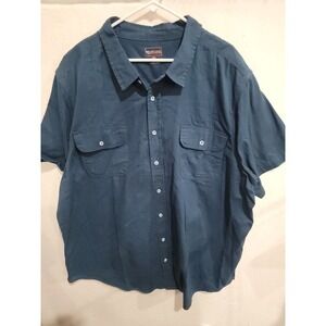 Boulder Creek Trading Co Shirt Mens 3XL Big Short Sleeve Cotton Button Down Blue